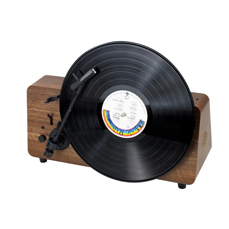 Vertical Wooden Vintage Style Vinyl Record Player