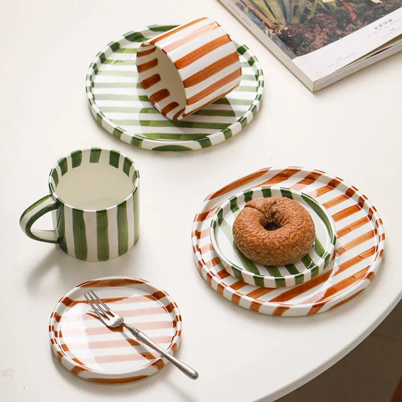 Nordic Striped Mug and Plate