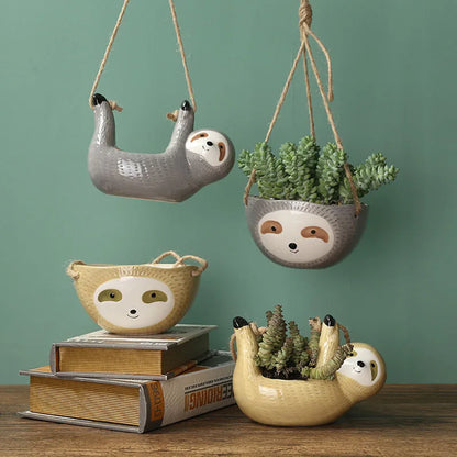 Lazy Bear Ceramic Plant Pots