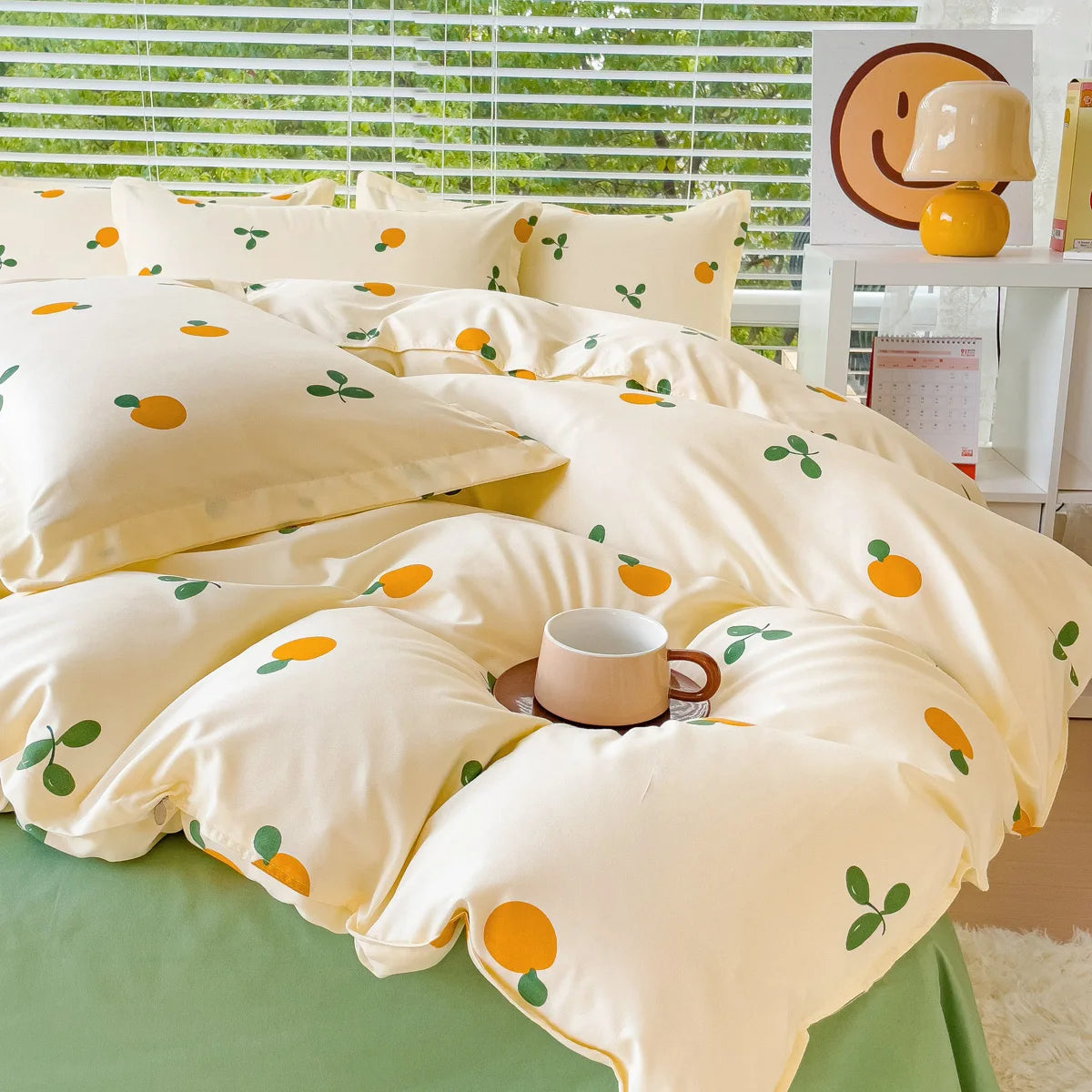 Cozy Orange Print Duvet Cover Set