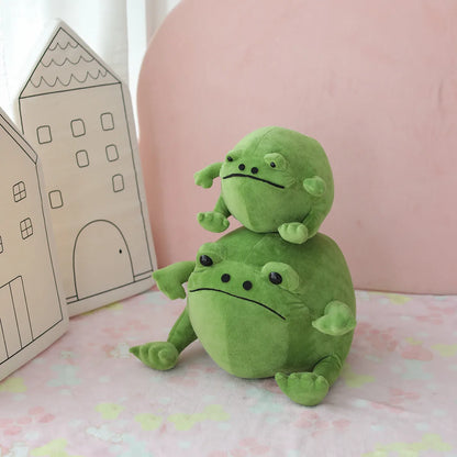 Grumpy Green Kawaii Frog Plush Toy