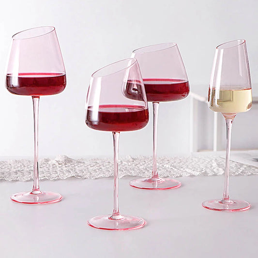 Tilted Blush Wine Glass