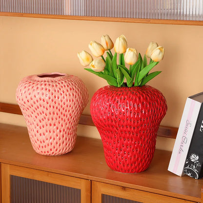 Juicy Strawberry Pink and Red Vase