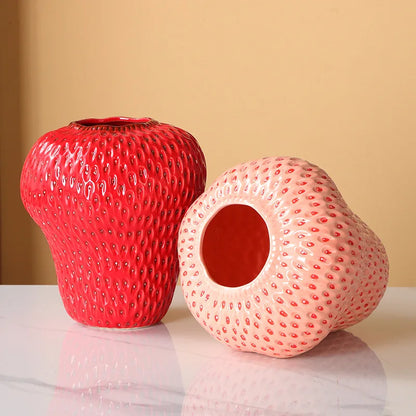 Juicy Strawberry Pink and Red Vase