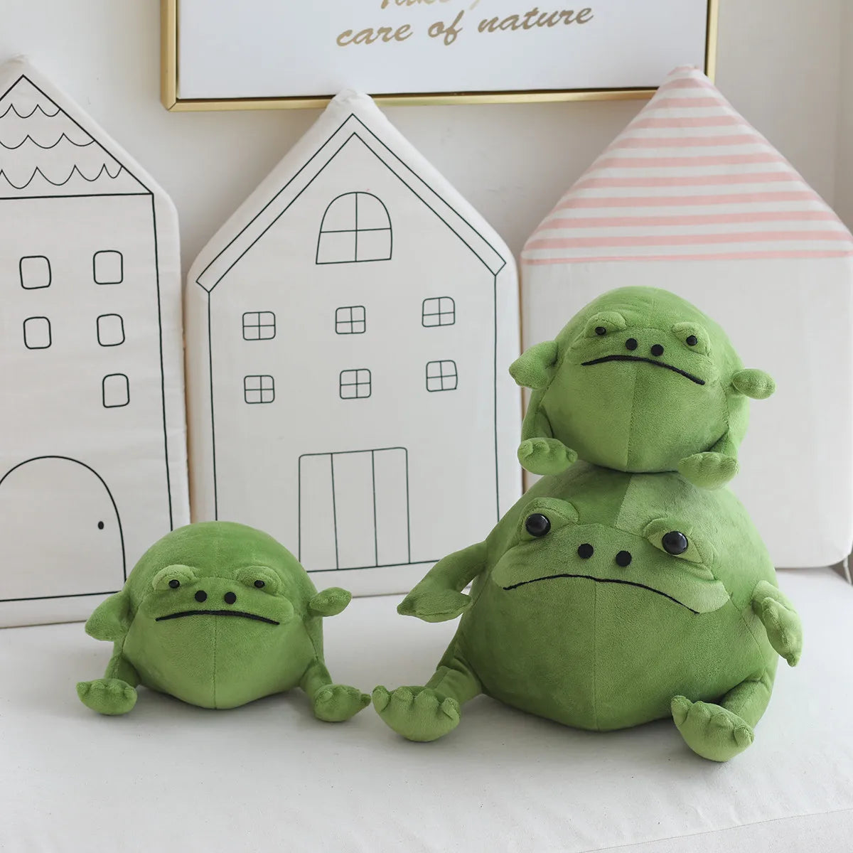 Grumpy Green Kawaii Frog Plush Toy