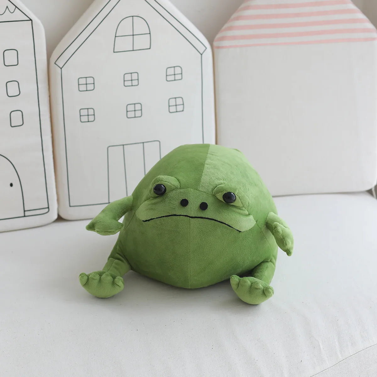 Grumpy Green Kawaii Frog Plush Toy