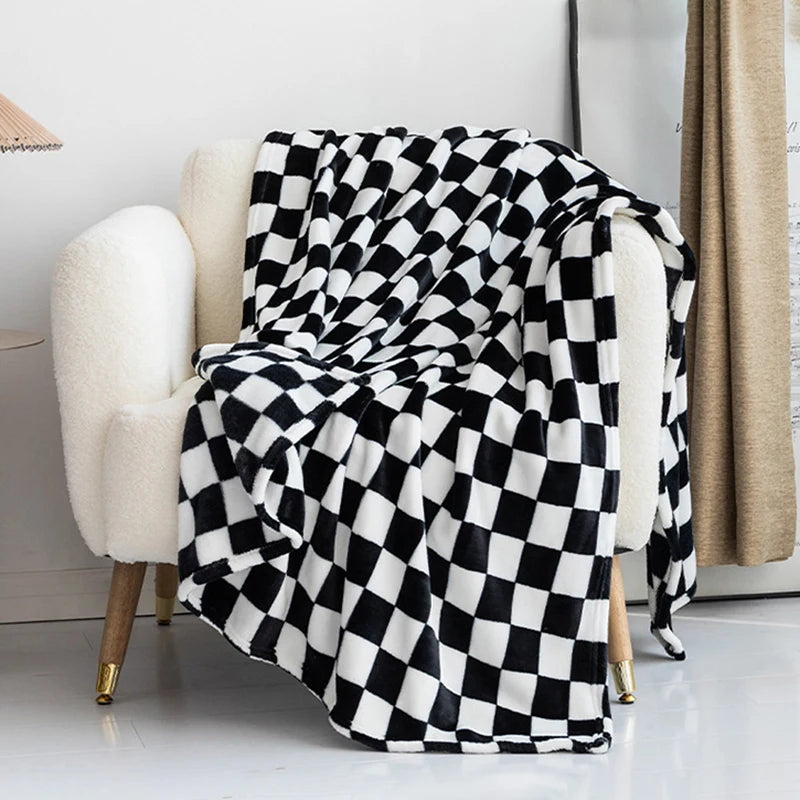 Fluffy Checkboard Throw Blanket