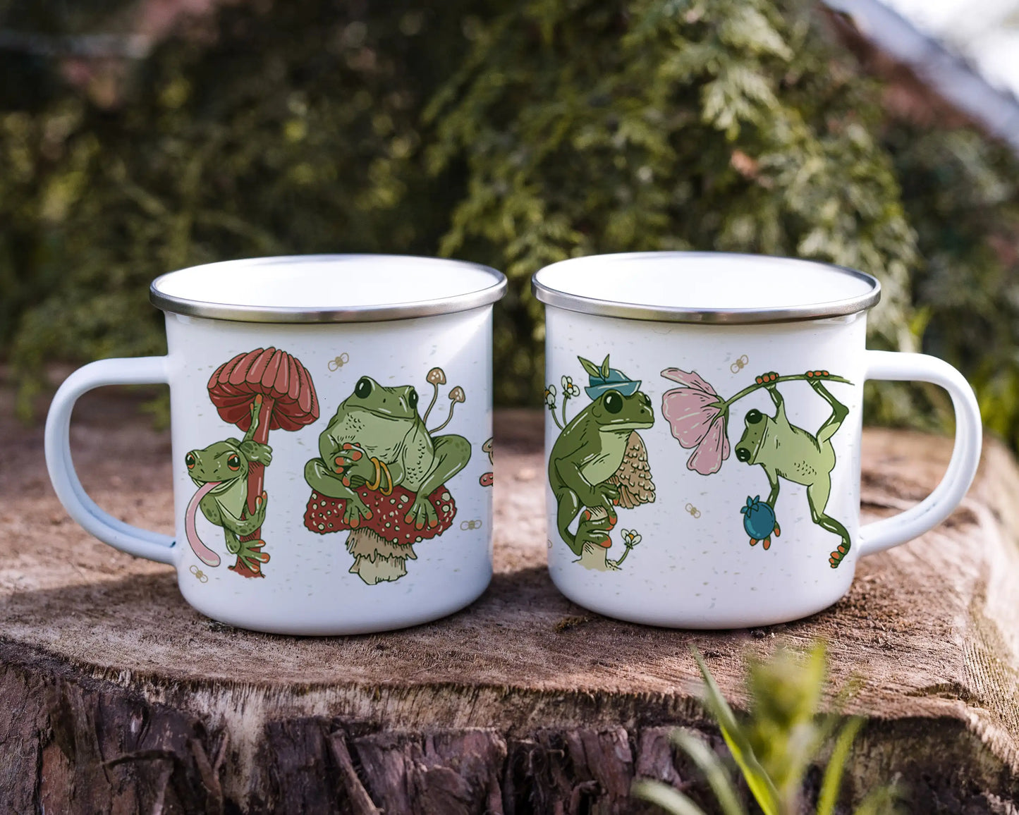 Frog & Mushroom Enamel Outdoor Mug