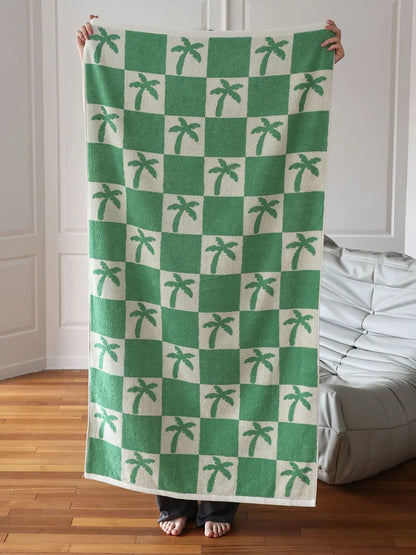 Chill Vibes Checkerboard Towel Set with Cactus and Palm Trees