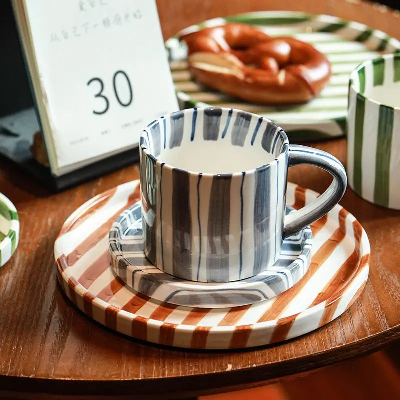 Nordic Striped Mug and Plate