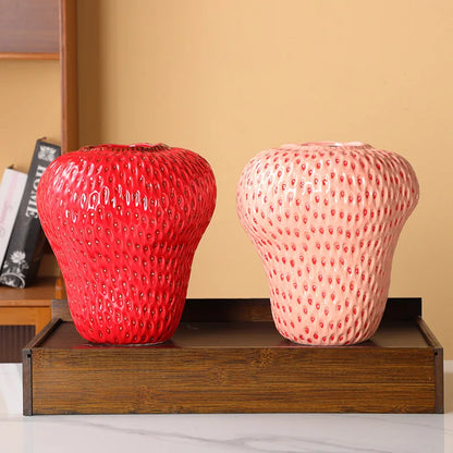 Juicy Strawberry Pink and Red Vase