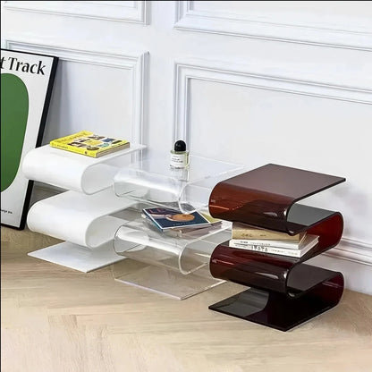 Wavy Acrylic Magazine Rack Side Table